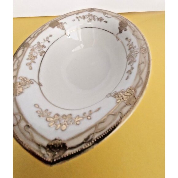 Vintage Hand Painted Nippon Japan Gold Encrusted Candy/Nut Bowl 1950's 5 3/4" - Picture 2 of 15